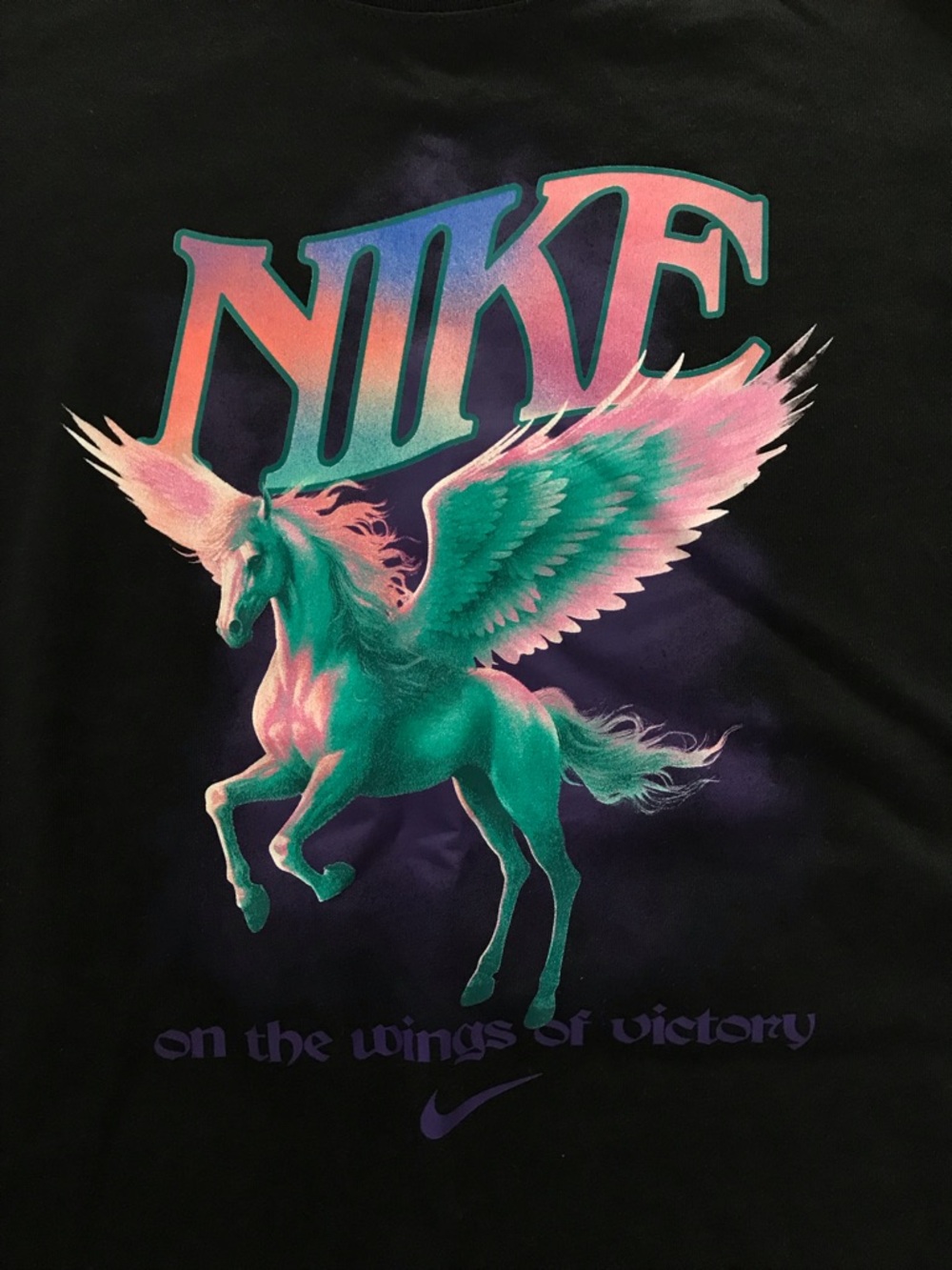 Nike Black Kids Pegasus Graphic Tee with Teal & Pink Print - Picture 4 of 5